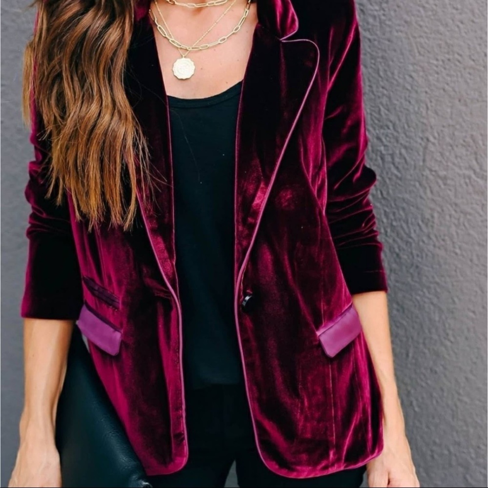 Like New Burgundy Velvet Blazer